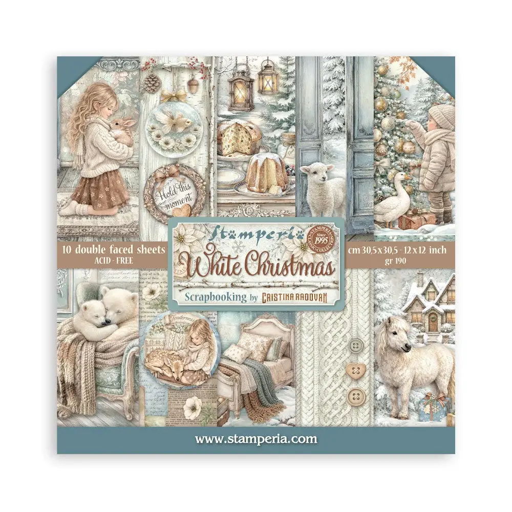 STAMPERIA STAMPERIA WHITE CHRISTMAS 12x12 PAPER PACK 10 SHEETS