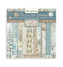 STAMPERIA STAMPERIA WHITE CHRISTMAS BACKGROUNDS SELECTION 12x12 PAPER PACK 10 SHEETS