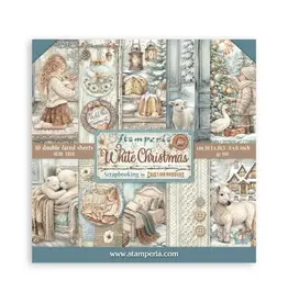 STAMPERIA STAMPERIA WHITE CHRISTMAS 8x8 PAPER PACK 10 SHEETS