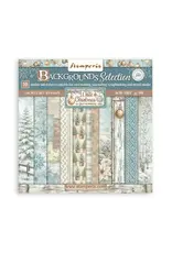 STAMPERIA STAMPERIA WHITE CHRISTMAS BACKGROUNDS SELECTION 8x8 PAPER PACK 10 SHEETS