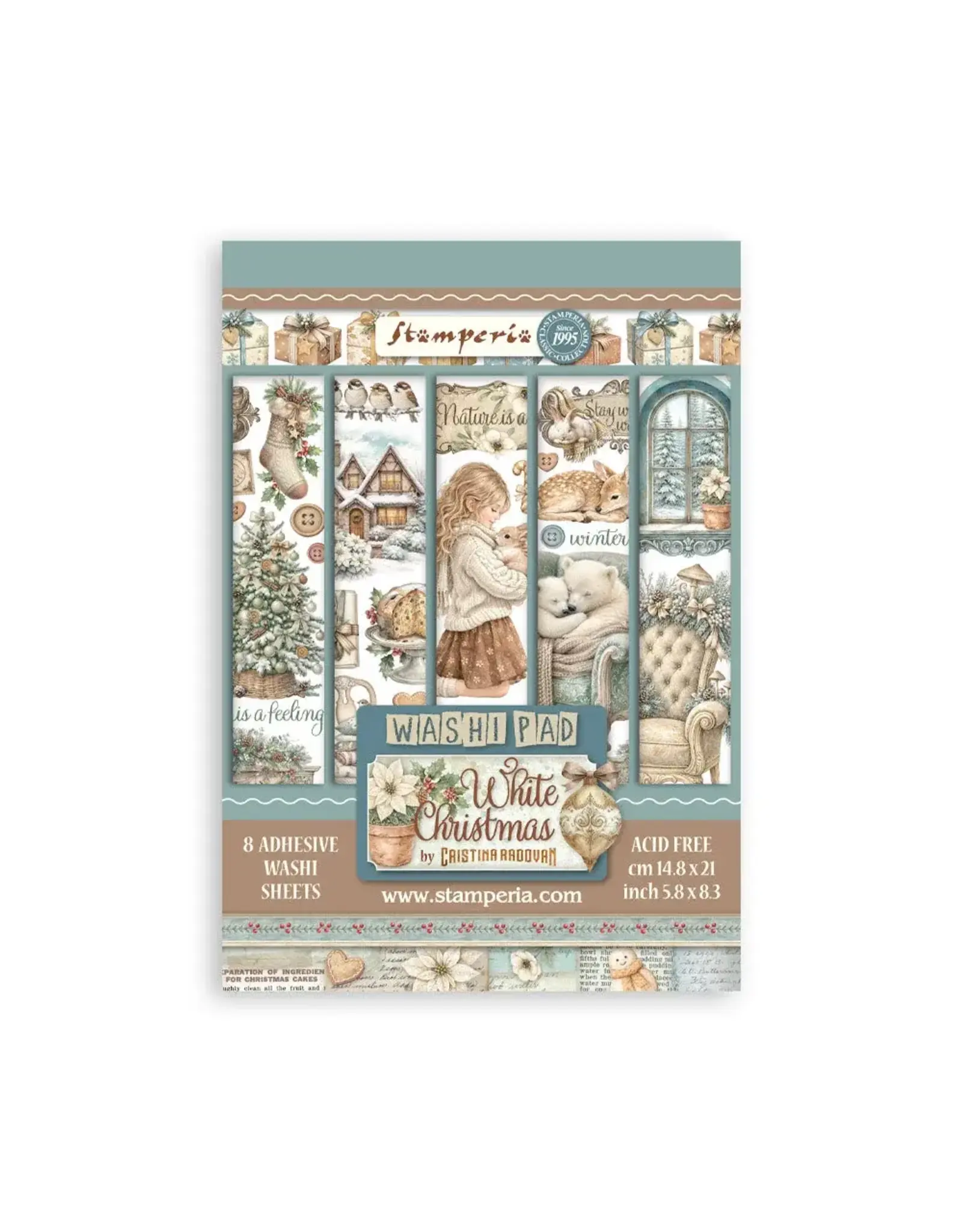 STAMPERIA STAMPERIA WHITE CHRISTMAS A5 WASHI PAD