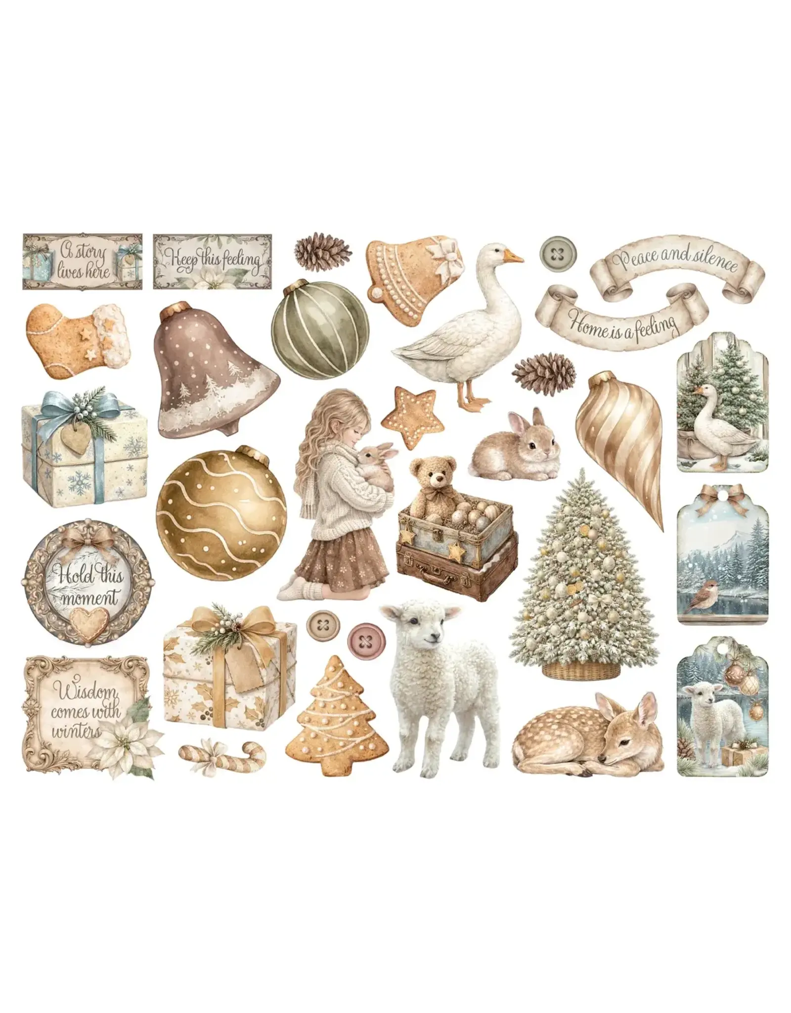 STAMPERIA STAMPERIA WHITE CHRISTMAS CHIPBOARD DIE CUTS