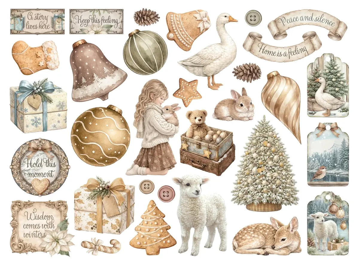 STAMPERIA STAMPERIA WHITE CHRISTMAS CHIPBOARD DIE CUTS