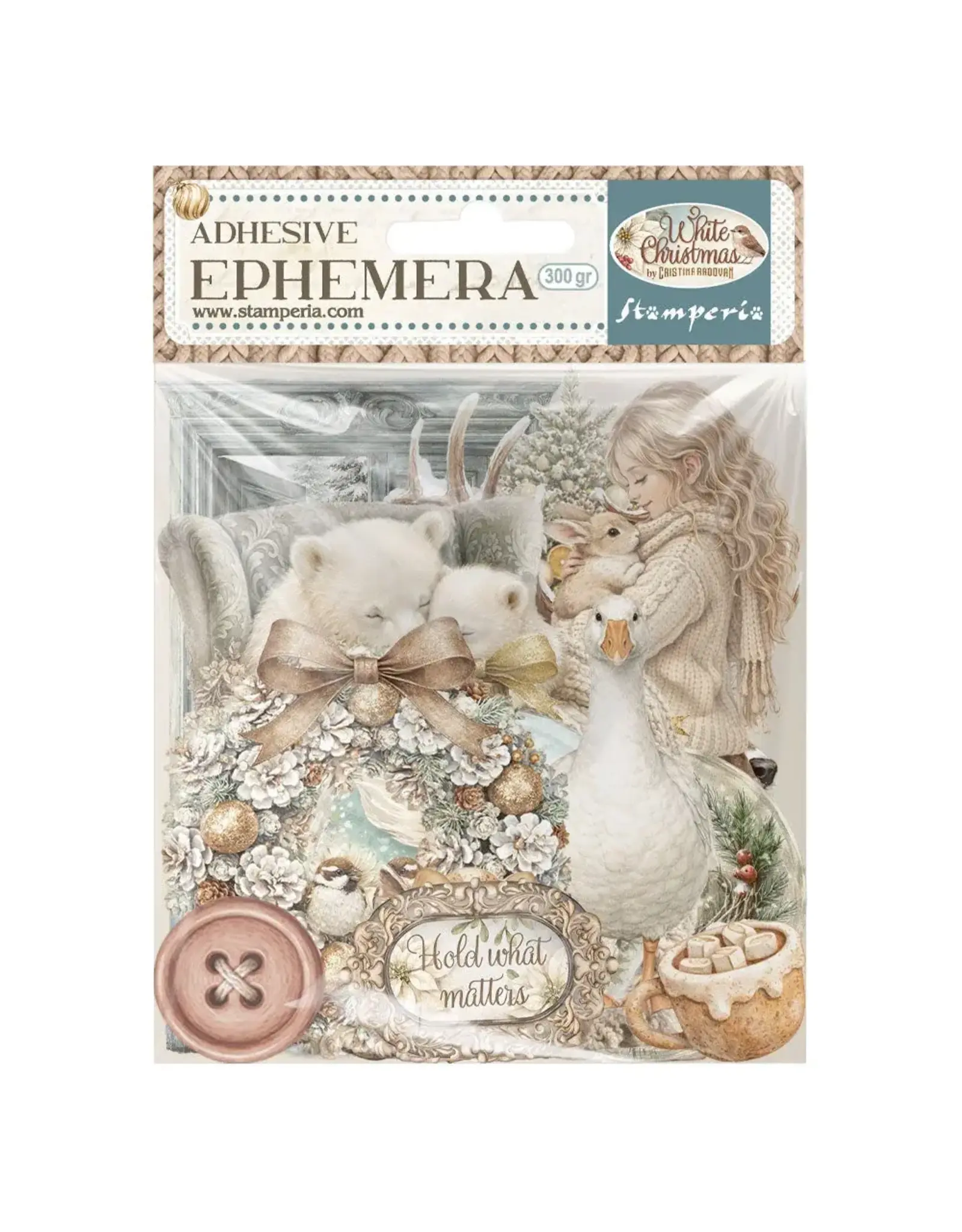 STAMPERIA STAMPERIA WHITE CHRISTMAS EPHEMERA ADHESIVE PAPER CUT OUTS