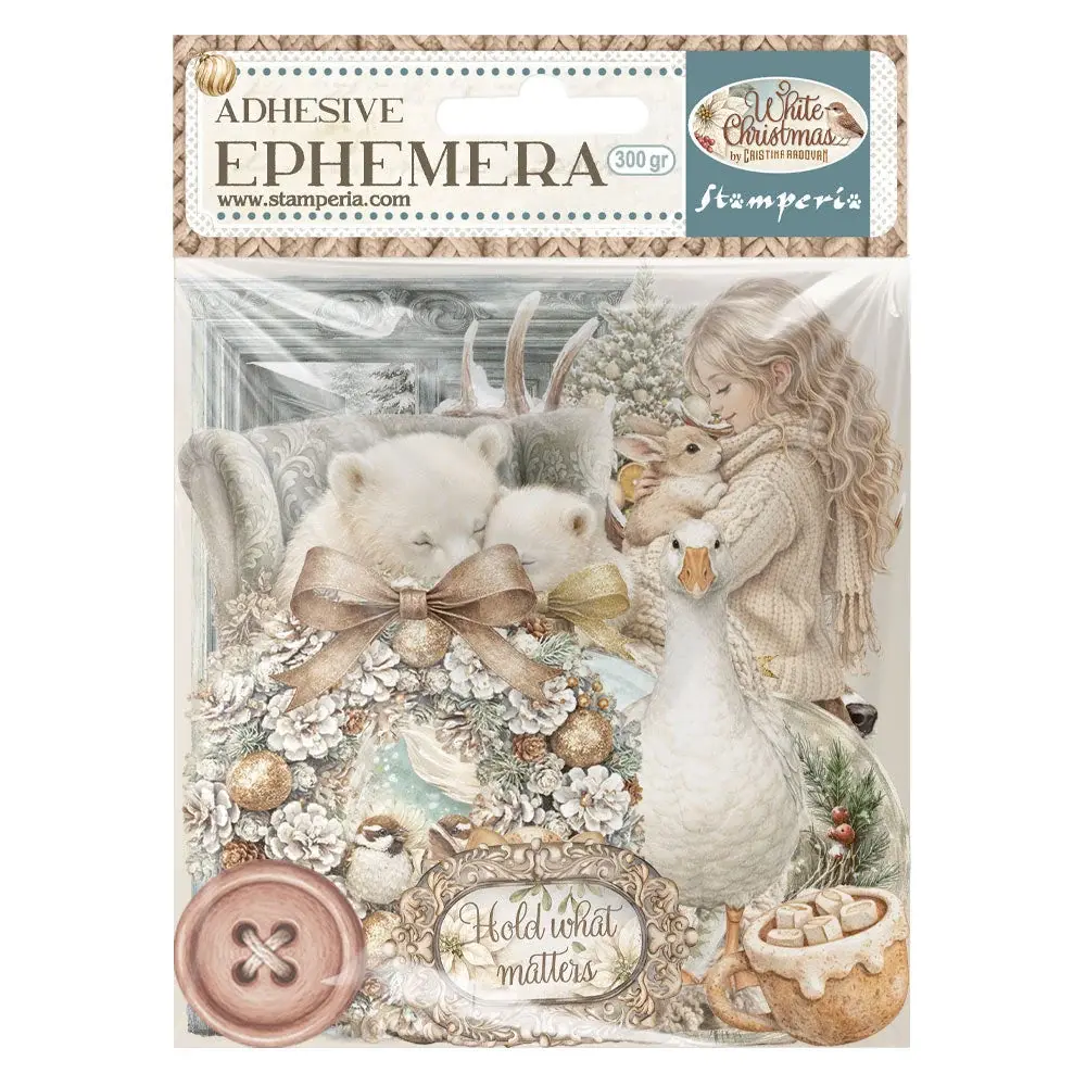 STAMPERIA STAMPERIA WHITE CHRISTMAS EPHEMERA ADHESIVE PAPER CUT OUTS
