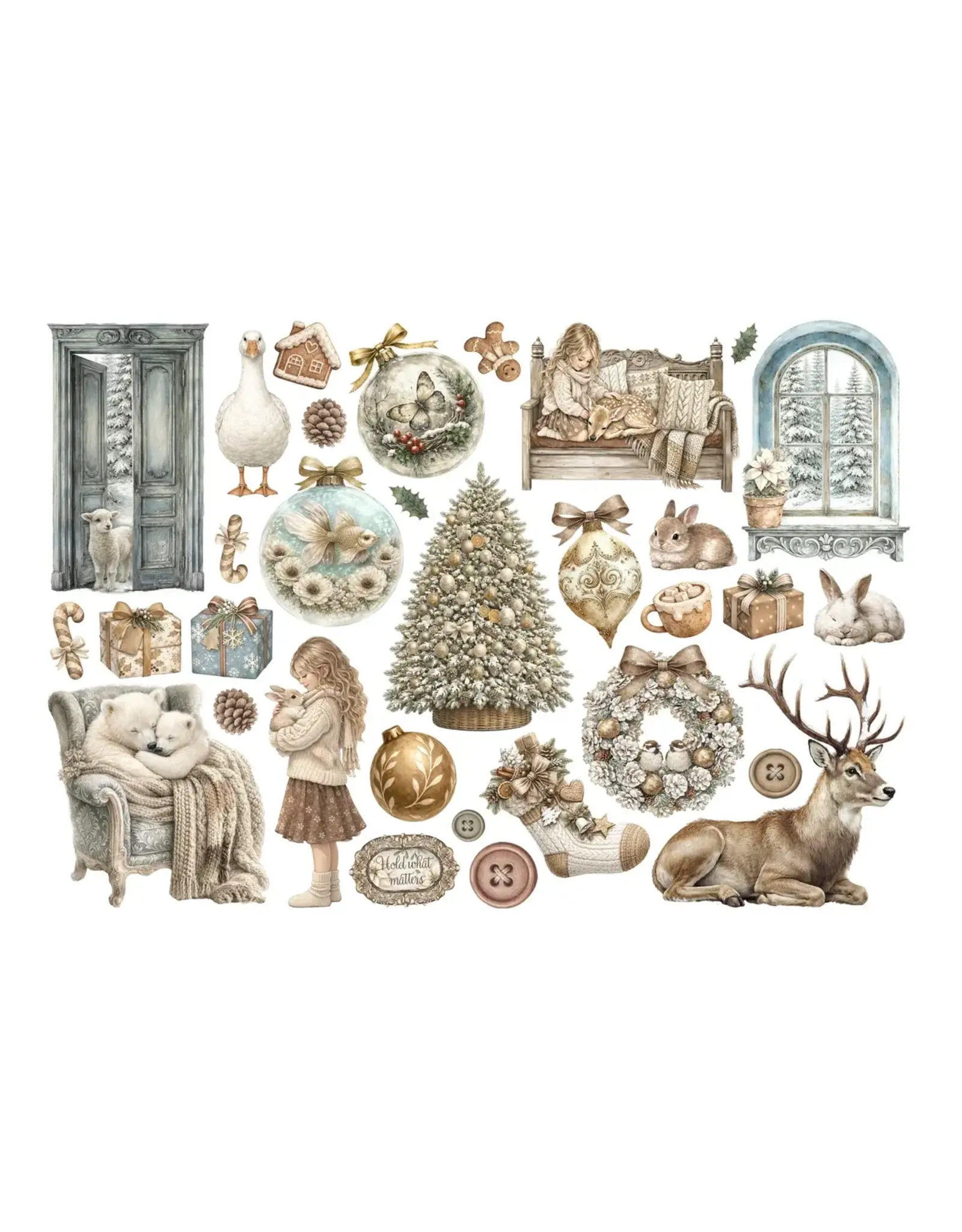 STAMPERIA STAMPERIA WHITE CHRISTMAS EPHEMERA ADHESIVE PAPER CUT OUTS