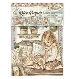 STAMPERIA STAMPERIA WHITE CHRISTMAS A6 MINI RICE PAPER 8/PK