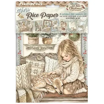 STAMPERIA STAMPERIA WHITE CHRISTMAS A6 MINI RICE PAPER 8/PK