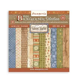 STAMPERIA STAMPERIA SILENT NIGHT BACKGROUNDS SELECTION 12x12 PAPER PACK 10 SHEETS