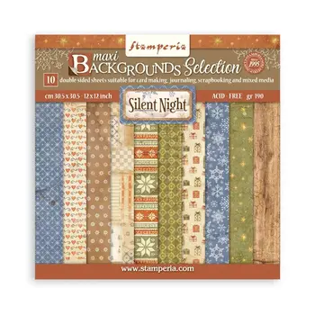 STAMPERIA STAMPERIA SILENT NIGHT BACKGROUNDS SELECTION 12x12 PAPER PACK 10 SHEETS