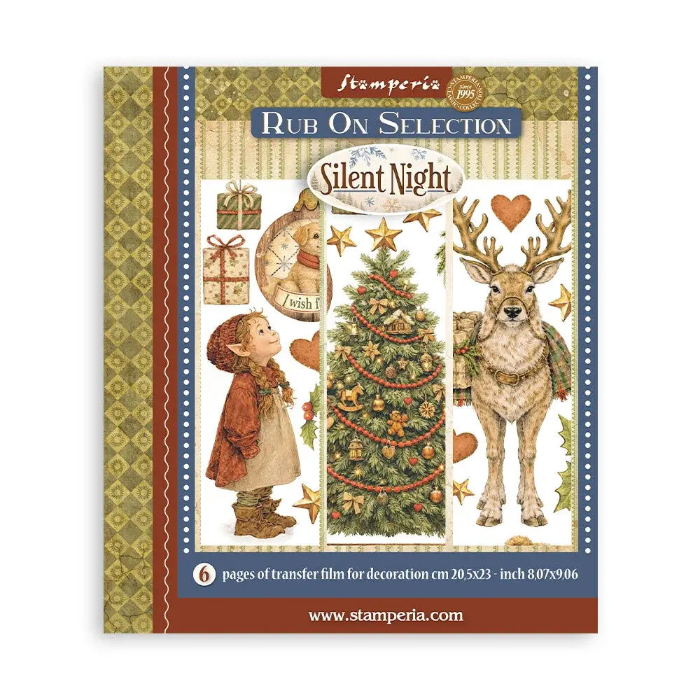 STAMPERIA STAMPERIA SILENT NIGHT 20.5cm X 23cm ASSORTED RUB-ONS 6/PK