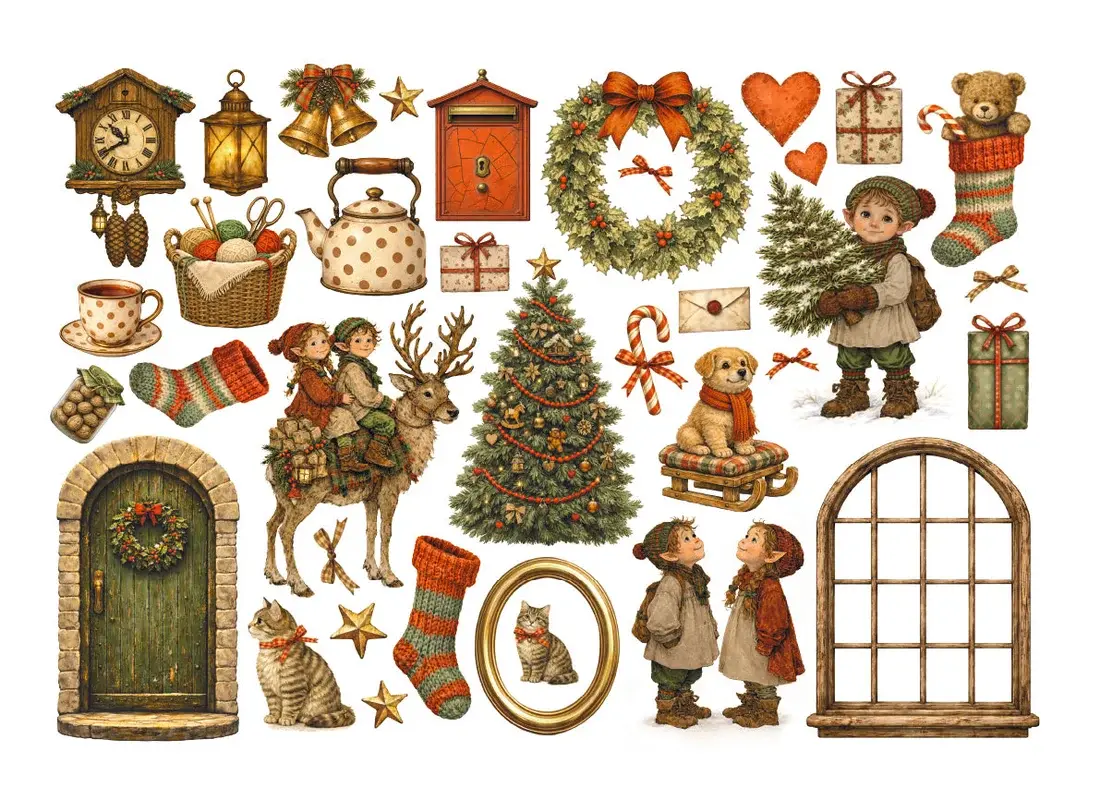STAMPERIA STAMPERIA SILENT NIGHT EPHEMERA ADHESIVE PAPER CUT OUTS