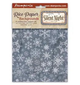 STAMPERIA STAMPERIA SILENT NIGHT ASSORTED A6 RICE PAPER DECOUPAGE BACKGROUNDS 10.5X14.8CM 8/PK