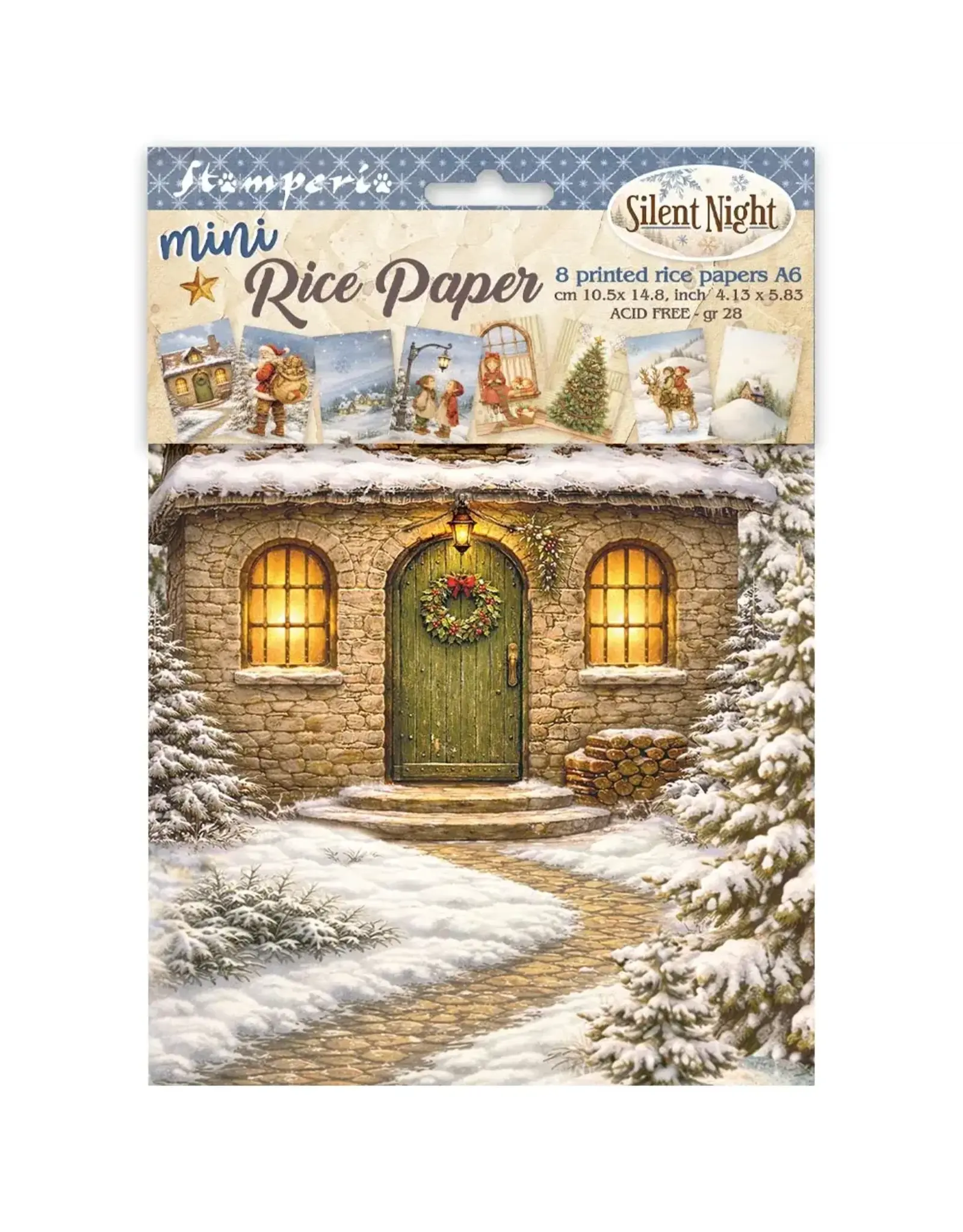 STAMPERIA STAMPERIA SILENT NIGHT A6 MINI RICE PAPER 8/PK