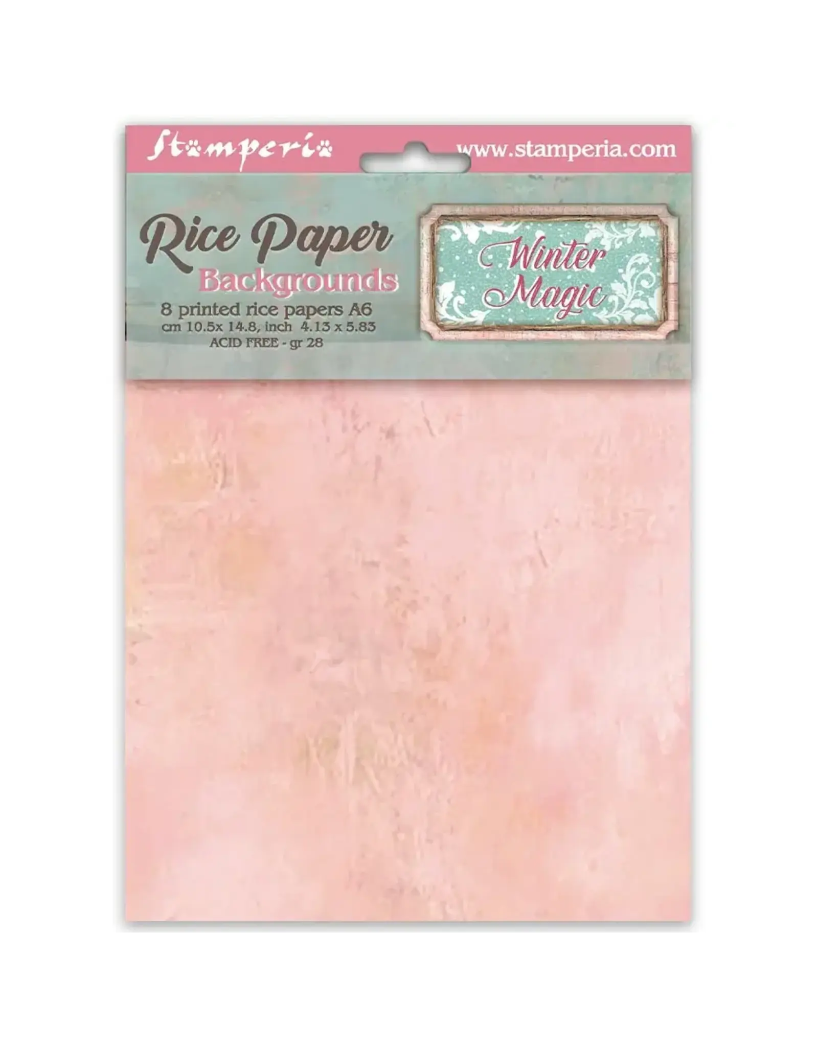 STAMPERIA STAMPERIA WINTER MAGIC ASSORTED A6 RICE PAPER DECOUPAGE BACKGROUNDS 10.5X14.8CM 8/PK