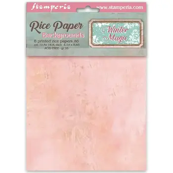 STAMPERIA STAMPERIA WINTER MAGIC ASSORTED A6 RICE PAPER DECOUPAGE BACKGROUNDS 10.5X14.8CM 8/PK