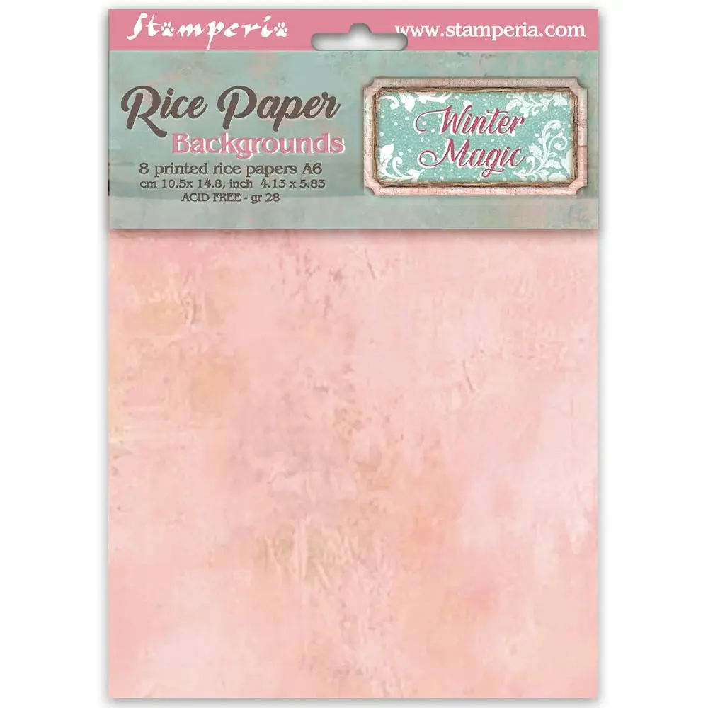 STAMPERIA STAMPERIA WINTER MAGIC ASSORTED A6 RICE PAPER DECOUPAGE BACKGROUNDS 10.5X14.8CM 8/PK