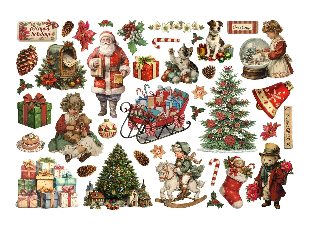 STAMPERIA STAMPERIA CLASSIC CHRISTMAS EPHEMERA ADHESIVE PAPER CUT OUTS