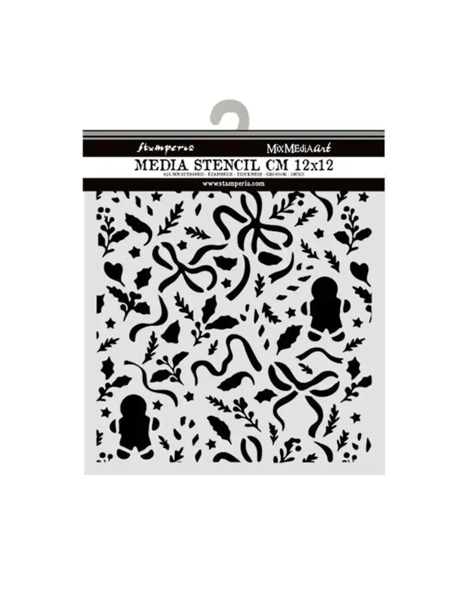 STAMPERIA STAMPERIA CHRISTMAS RIBBONS AND GINGERBREAD 12x12cm STENCIL