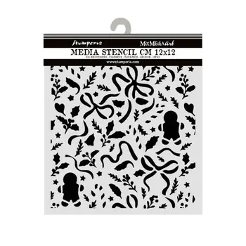 STAMPERIA STAMPERIA CHRISTMAS RIBBONS AND GINGERBREAD 12x12cm STENCIL
