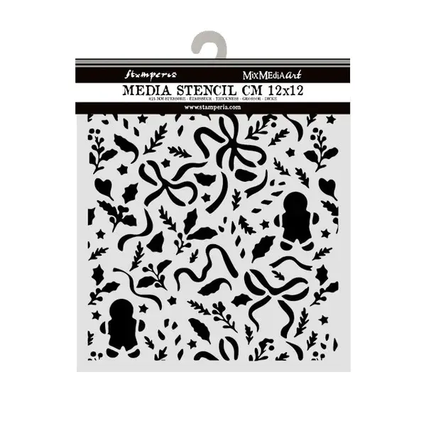 STAMPERIA STAMPERIA CHRISTMAS RIBBONS AND GINGERBREAD 12x12cm STENCIL