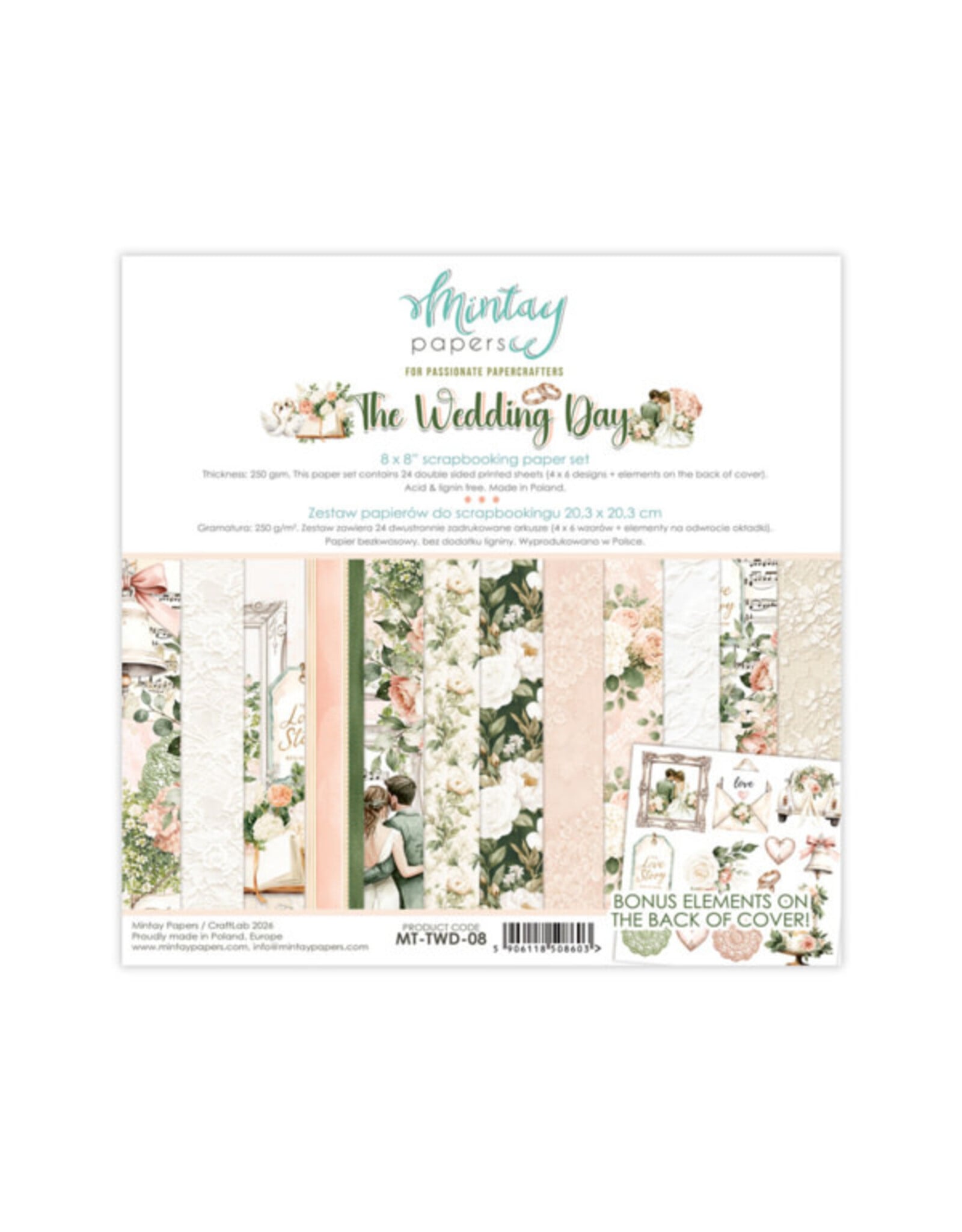 MINTAY MINTAY THE WEDDING DAY 8x8 PAPER PAD 24 SHEETS