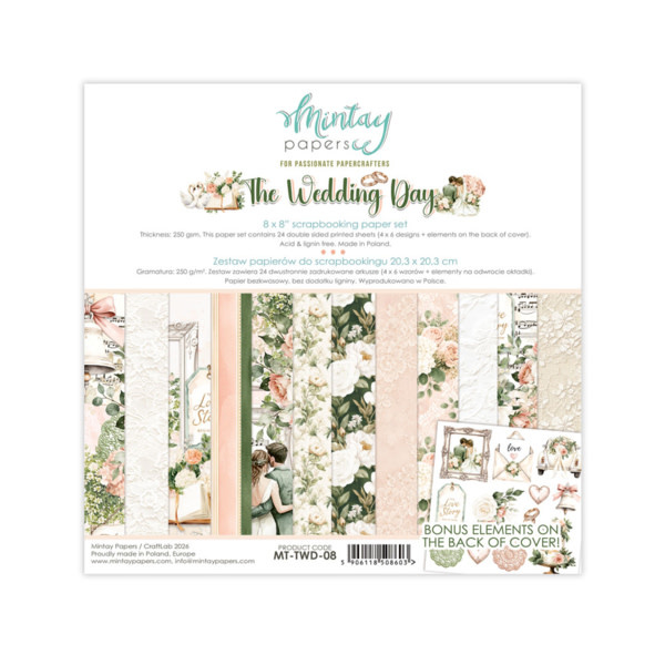 MINTAY MINTAY THE WEDDING DAY 8x8 PAPER PAD 24 SHEETS