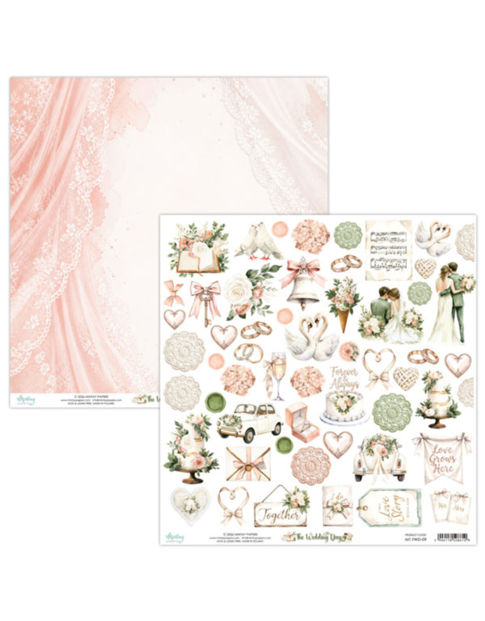 MINTAY MINTAY THE WEDDING DAY ELEMENTS 12x12 CARDSTOCK