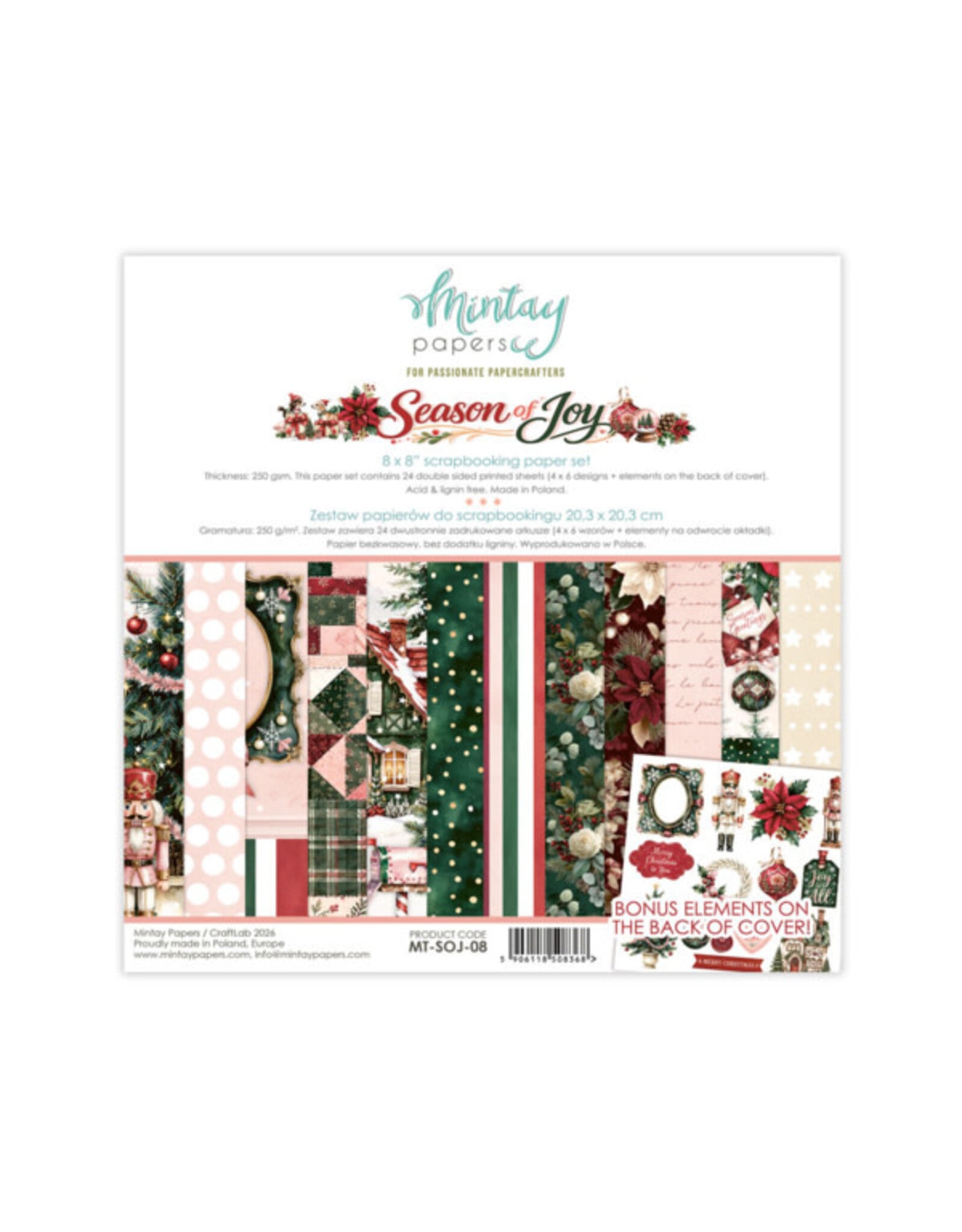 MINTAY MINTAY SEASON OF JOY 8x8 PAPER PAD 24 SHEETS