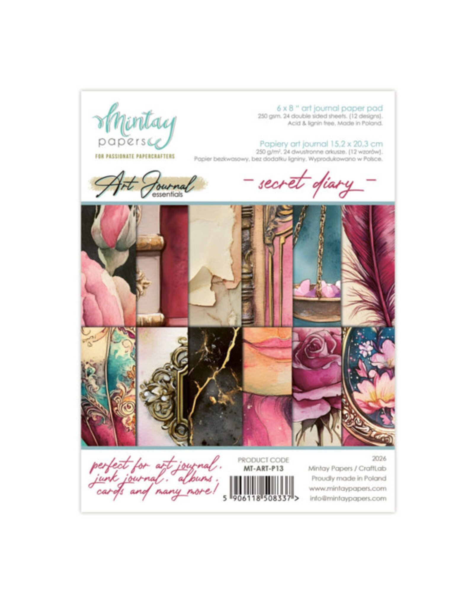 MINTAY MINTAY ART JOURNAL SECRET DIARY 6x8 PAPER PAD 24 SHEETS