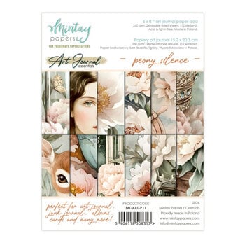 MINTAY MINTAY ART JOURNAL PEONY SILENCE 6x8 PAPER PAD 24 SHEETS