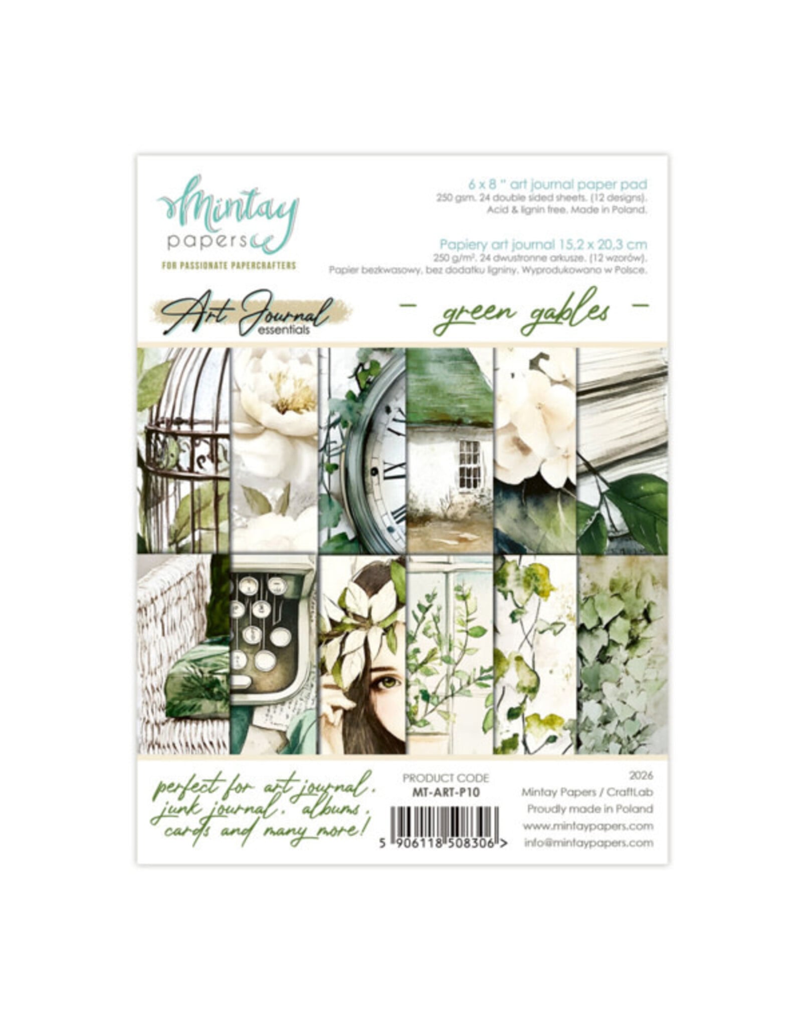 MINTAY MINTAY ART JOURNAL GREEN GABLES 6x8 PAPER PAD 24 SHEETS