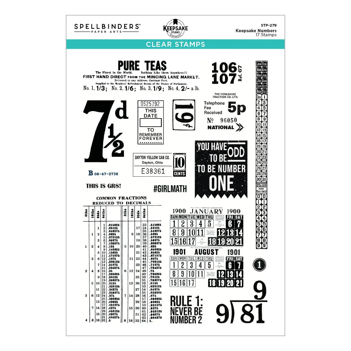 SPELLBINDERS SPELLBINDERS ESTHER GLAS KEEPSAKE NUMBERS CLEAR STAMP SET