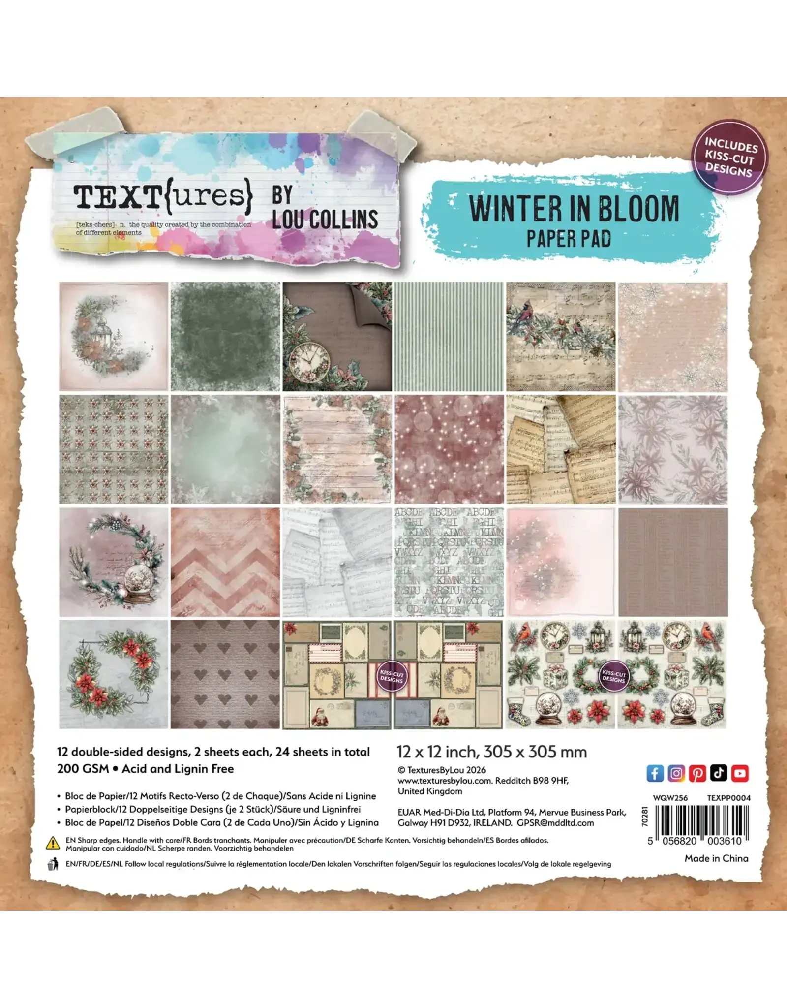 ARDEN CREATIVE STUDIO ARDEN CREATIVE STUDIO TEXT{URES} WINTER IN BLOOM 12x12 PAPER PAD 24 SHEETS
