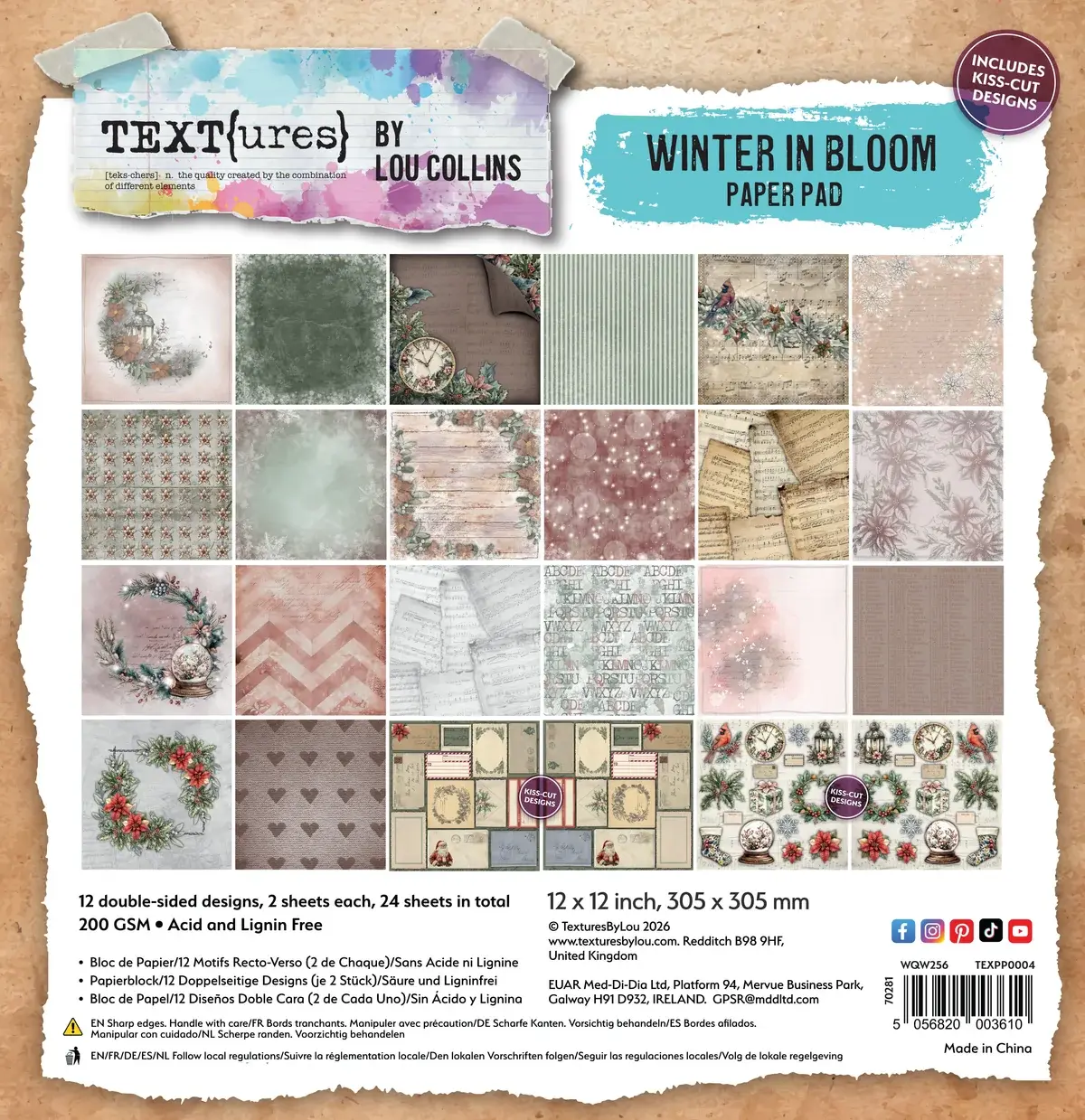 ARDEN CREATIVE STUDIO ARDEN CREATIVE STUDIO TEXT{URES} WINTER IN BLOOM 12x12 PAPER PAD 24 SHEETS