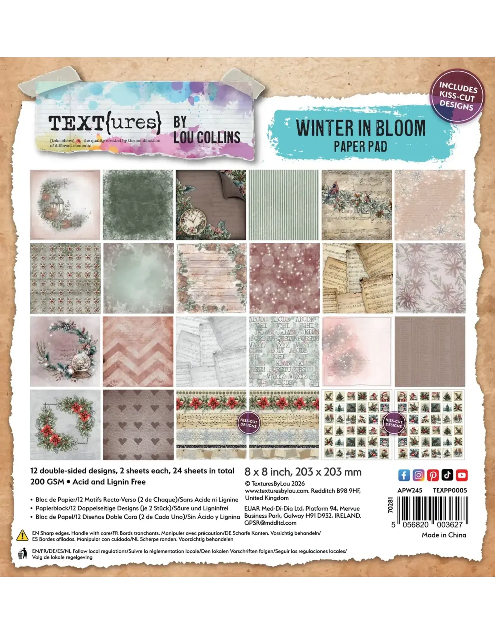 ARDEN CREATIVE STUDIO ARDEN CREATIVE STUDIO TEXT{URES} WINTER IN BLOOM 8x8 PAPER PAD 24 SHEETS