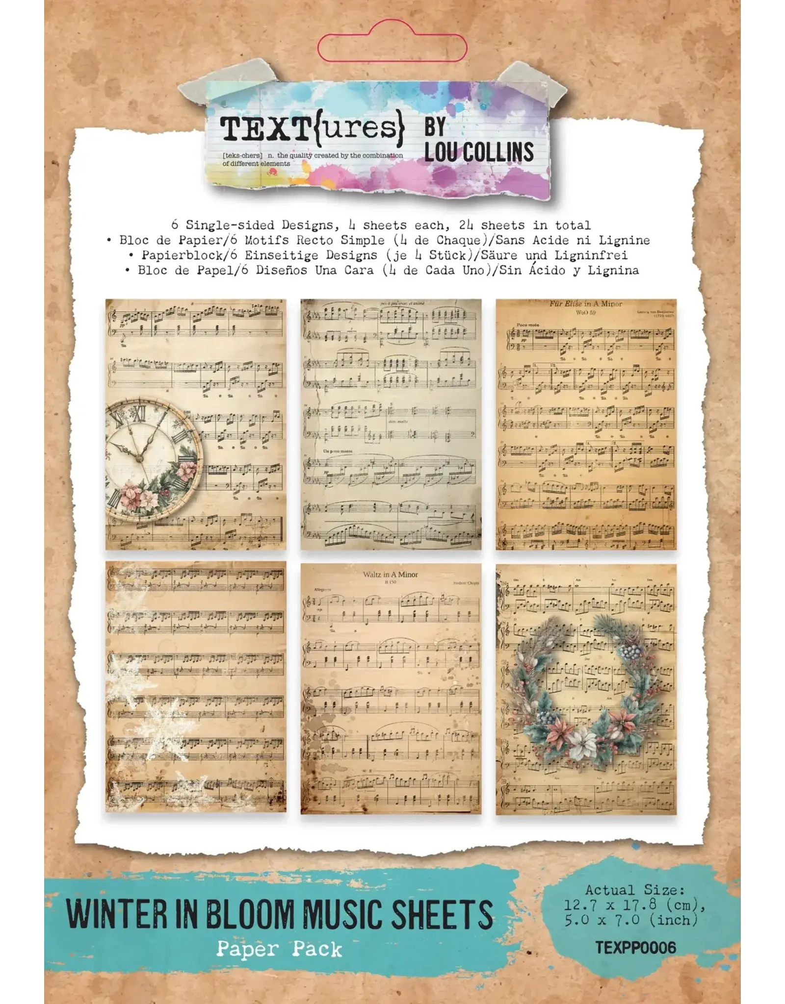 ARDEN CREATIVE STUDIO ARDEN CREATIVE STUDIO TEXT{URES} WINTER IN BLOOM 5x7 MUSIC SHEETS PAPER PACK