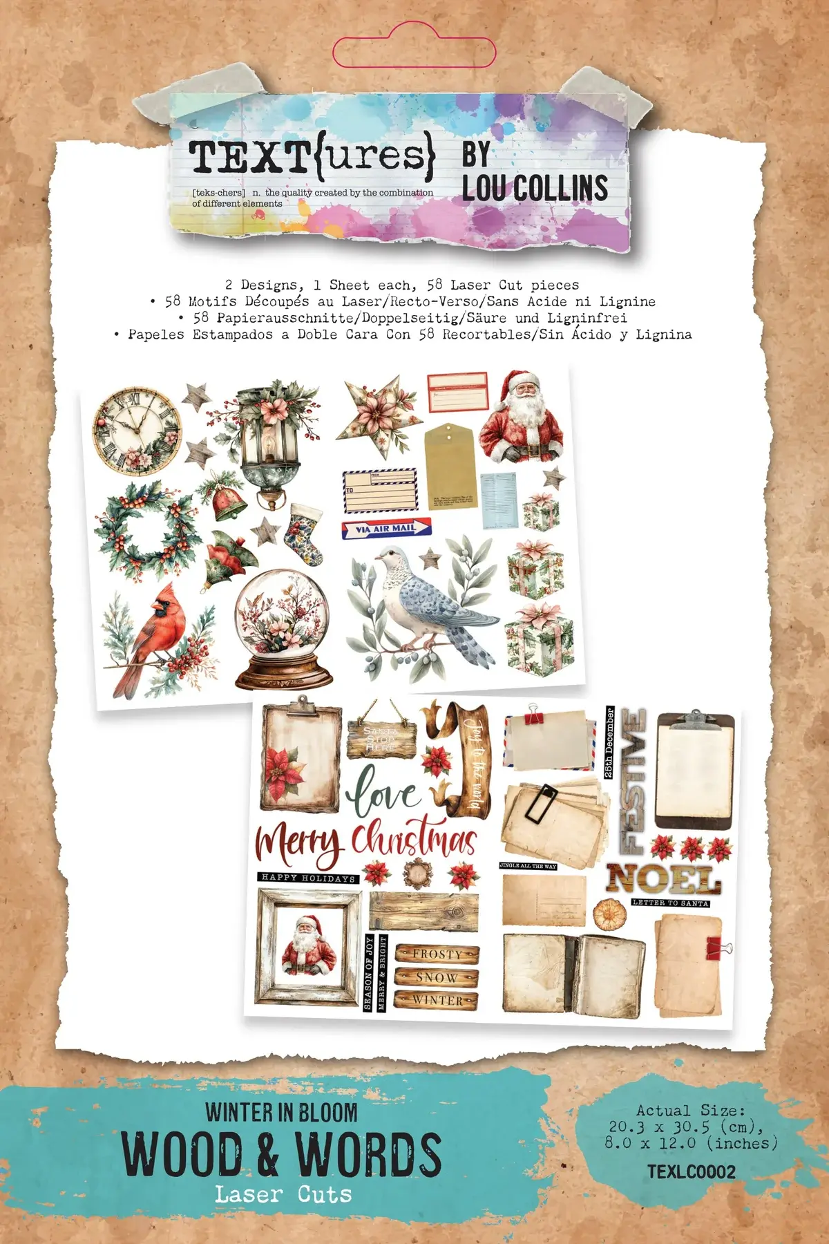 ARDEN CREATIVE STUDIO ARDEN CREATIVE STUDIO TEXT{URES} WINTER IN BLOOM WOOD & WORDS 8x12 LASER CUTS