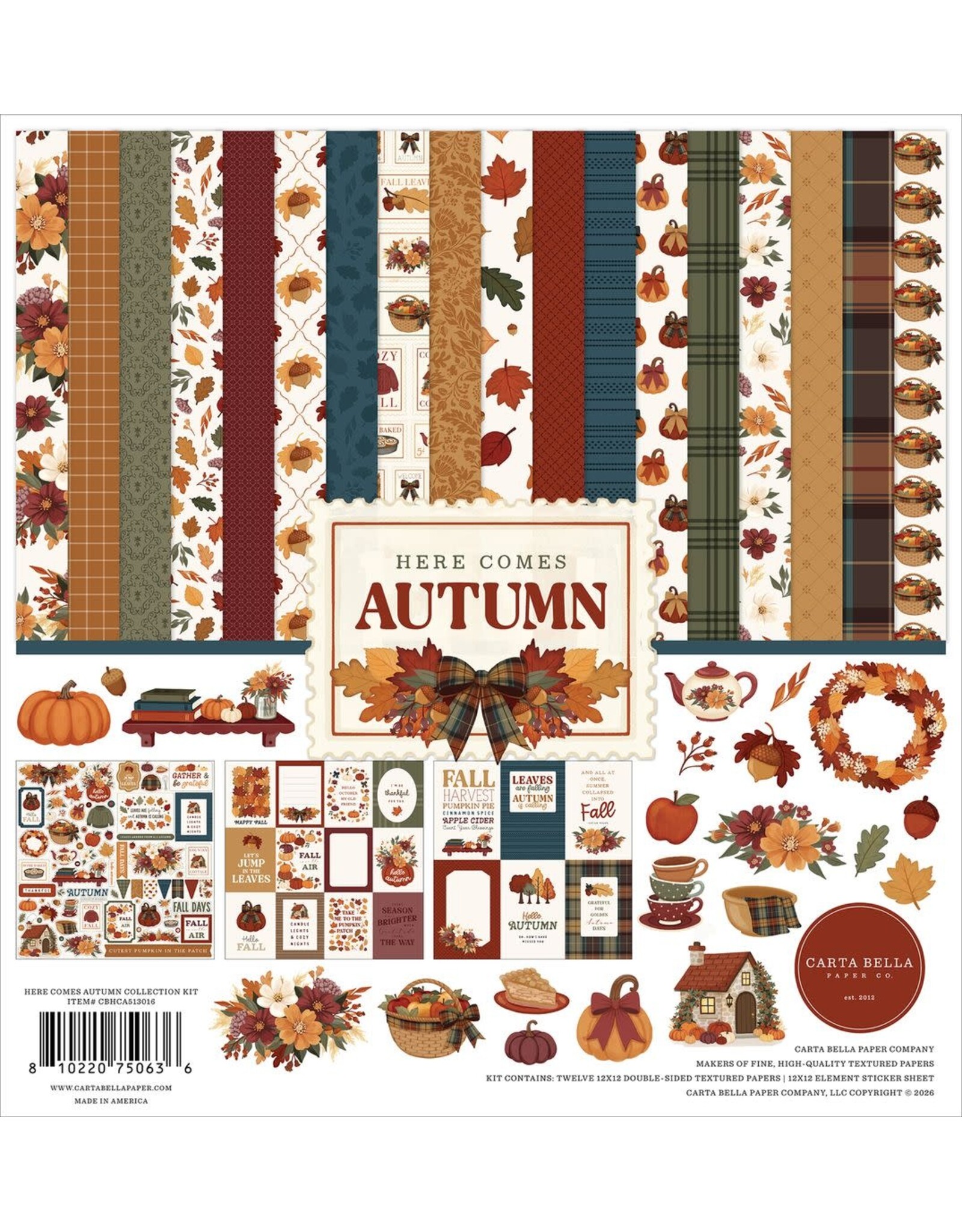 CARTA BELLA CARTA BELLA HERE COMES AUTUMN 12x12 COLLECTION KIT