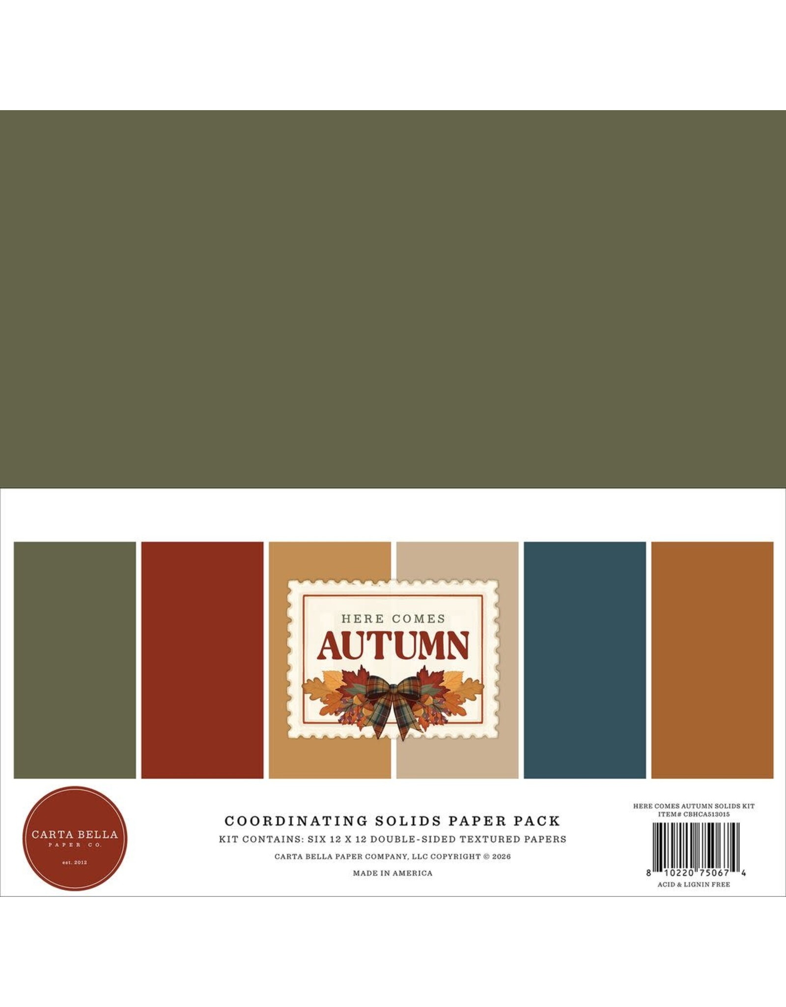 CARTA BELLA CARTA BELLA HERE COMES AUTUMN 12x12 SOLIDS COLLECTION KIT