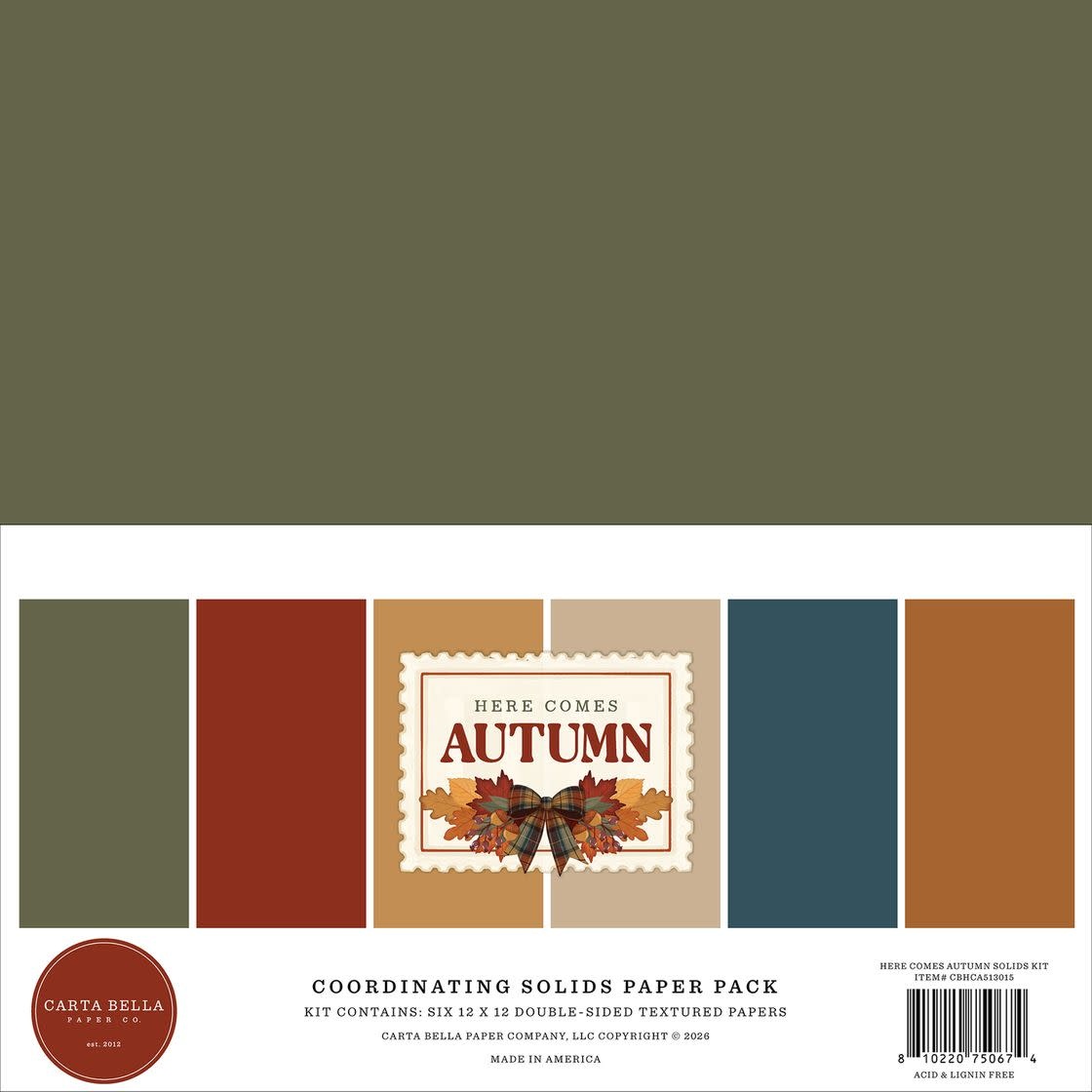 CARTA BELLA CARTA BELLA HERE COMES AUTUMN 12x12 SOLIDS COLLECTION KIT