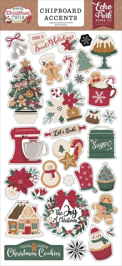 ECHO PARK PAPER ECHO PARK BAKING CHRISTMAS CHEER 6x13 CHIPBOARD ACCENTS