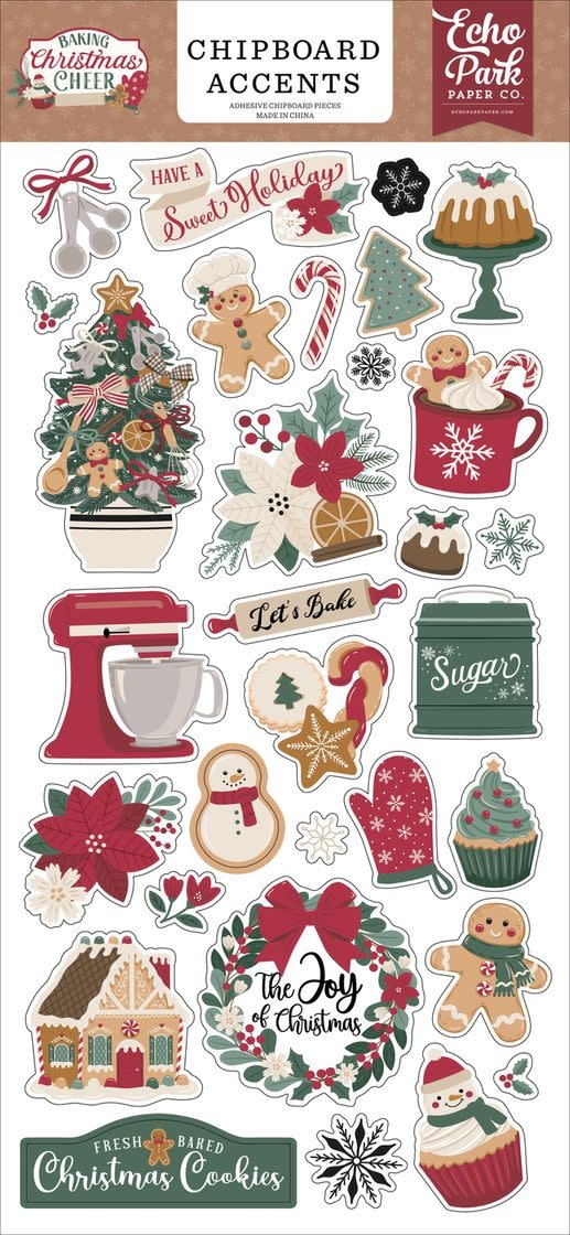 ECHO PARK PAPER ECHO PARK BAKING CHRISTMAS CHEER 6x13 CHIPBOARD ACCENTS