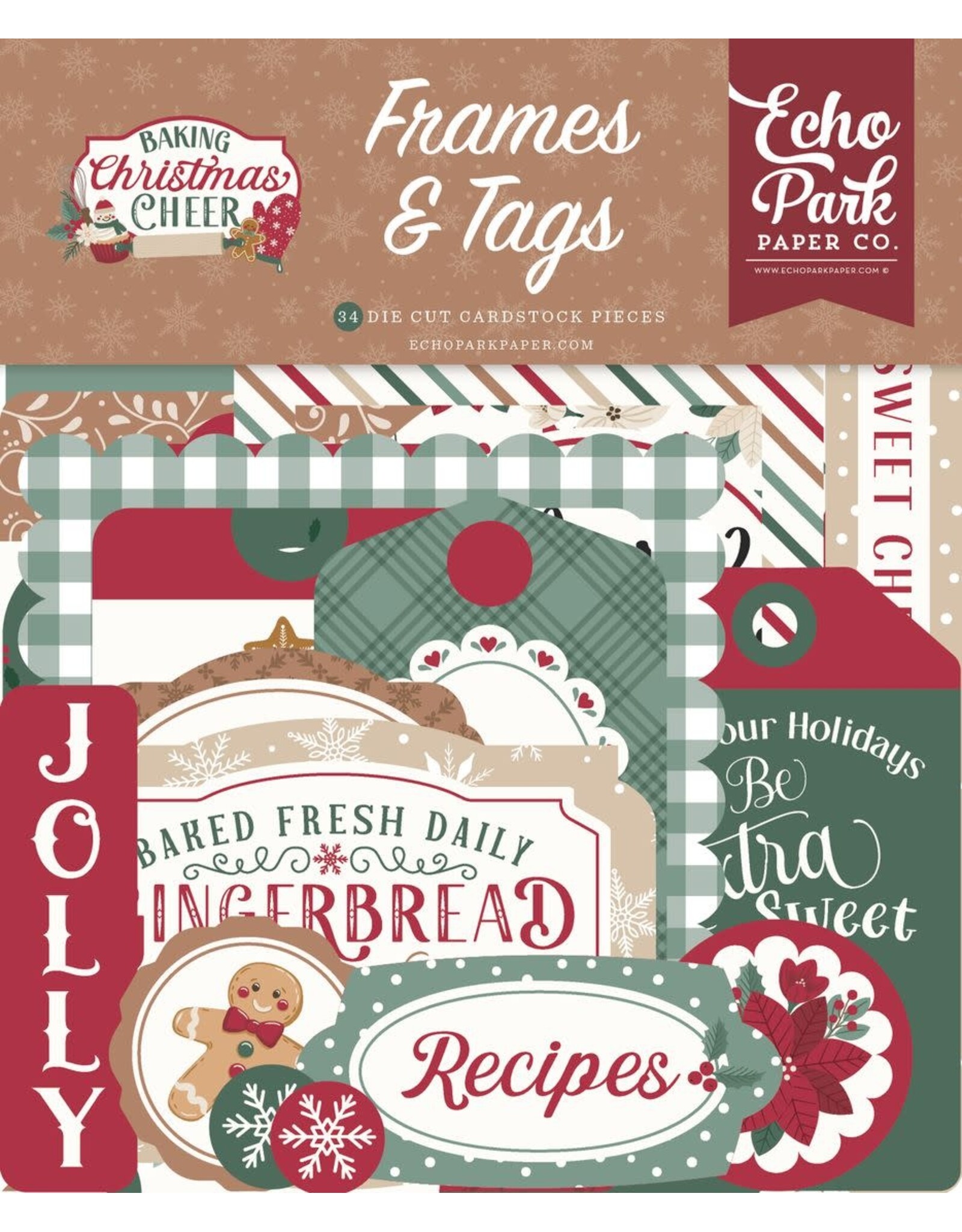 ECHO PARK PAPER ECHO PARK BAKING CHRISTMAS CHEER FRAMES & TAGS EPHEMERA DIE-CUTS
