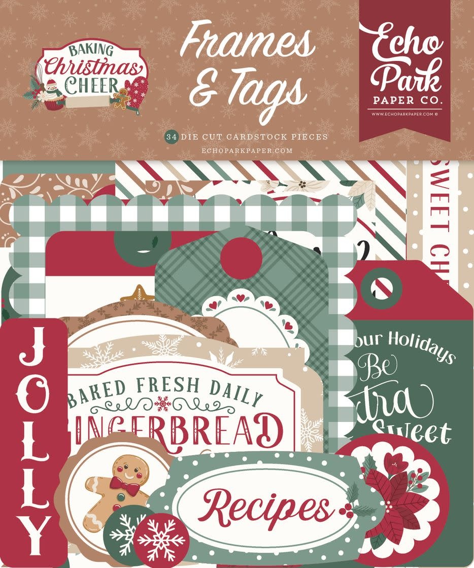 ECHO PARK PAPER ECHO PARK BAKING CHRISTMAS CHEER FRAMES & TAGS EPHEMERA DIE-CUTS