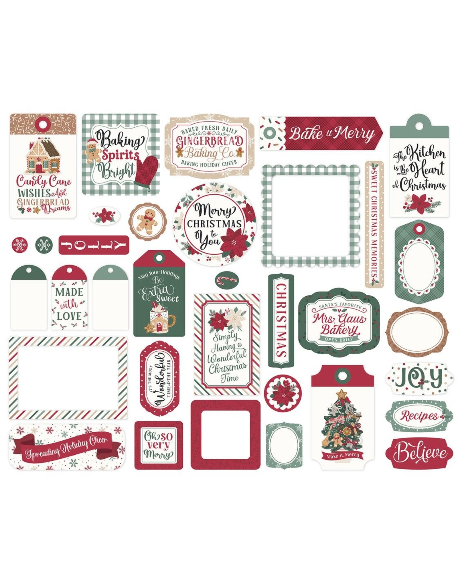ECHO PARK PAPER ECHO PARK BAKING CHRISTMAS CHEER FRAMES & TAGS EPHEMERA DIE-CUTS