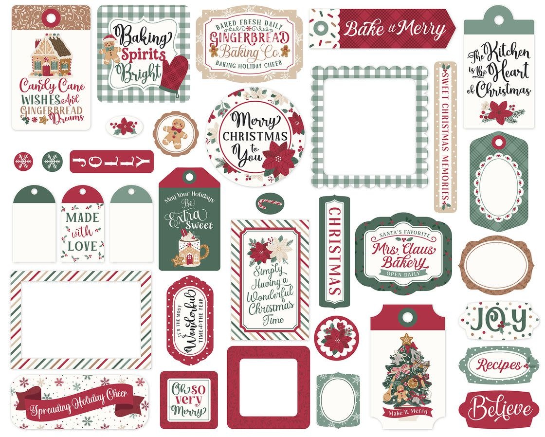 ECHO PARK PAPER ECHO PARK BAKING CHRISTMAS CHEER FRAMES & TAGS EPHEMERA DIE-CUTS