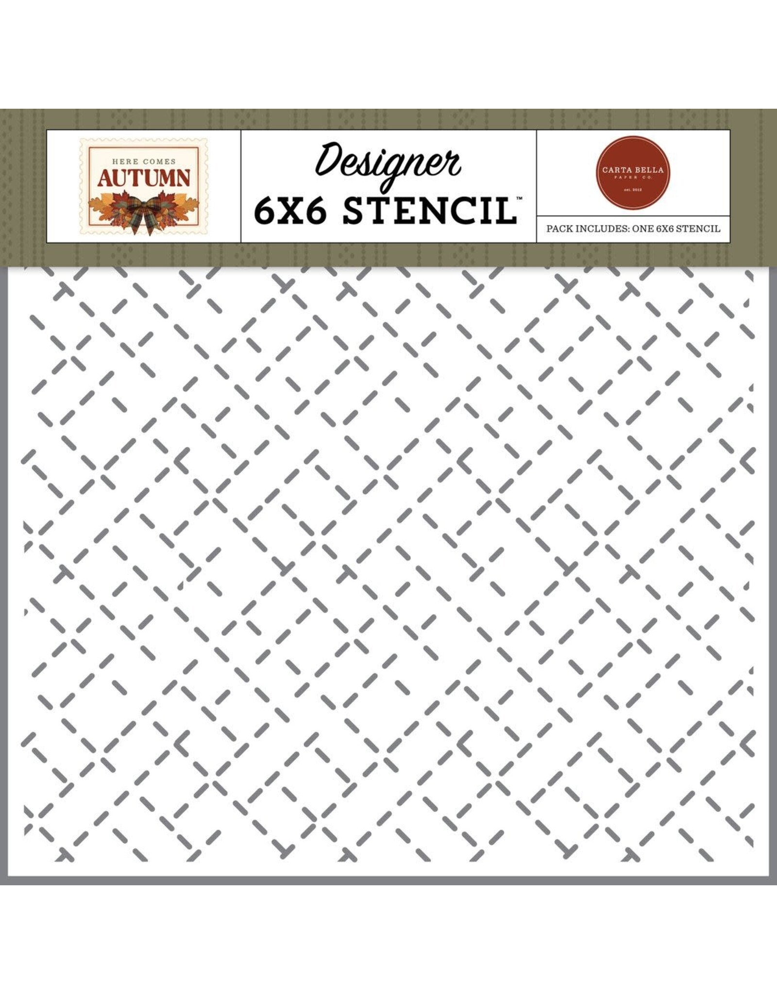 CARTA BELLA CARTA BELLA HERE COMES AUTUMN THANKFUL STITCHES STENCIL 6x6