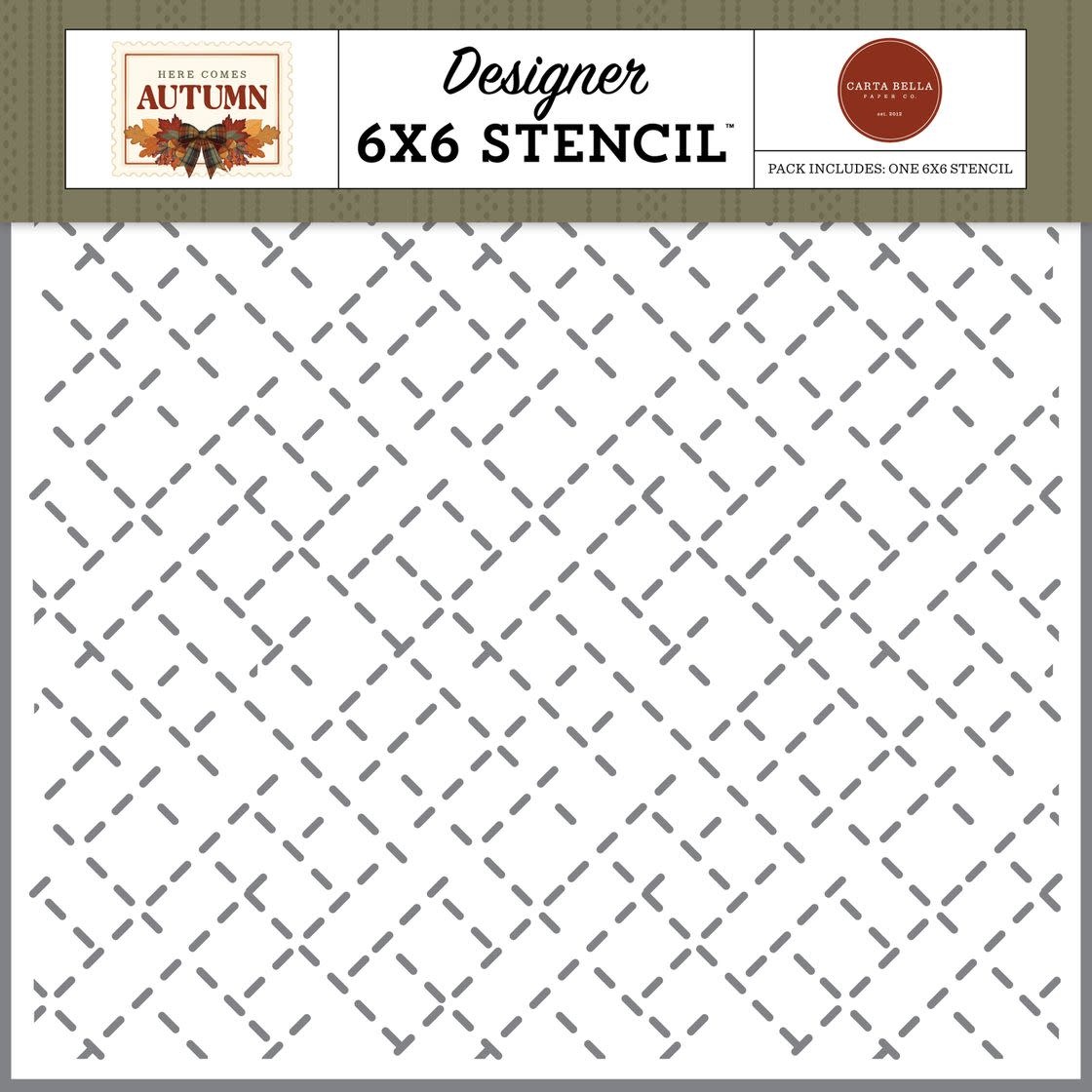 CARTA BELLA CARTA BELLA HERE COMES AUTUMN THANKFUL STITCHES STENCIL 6x6
