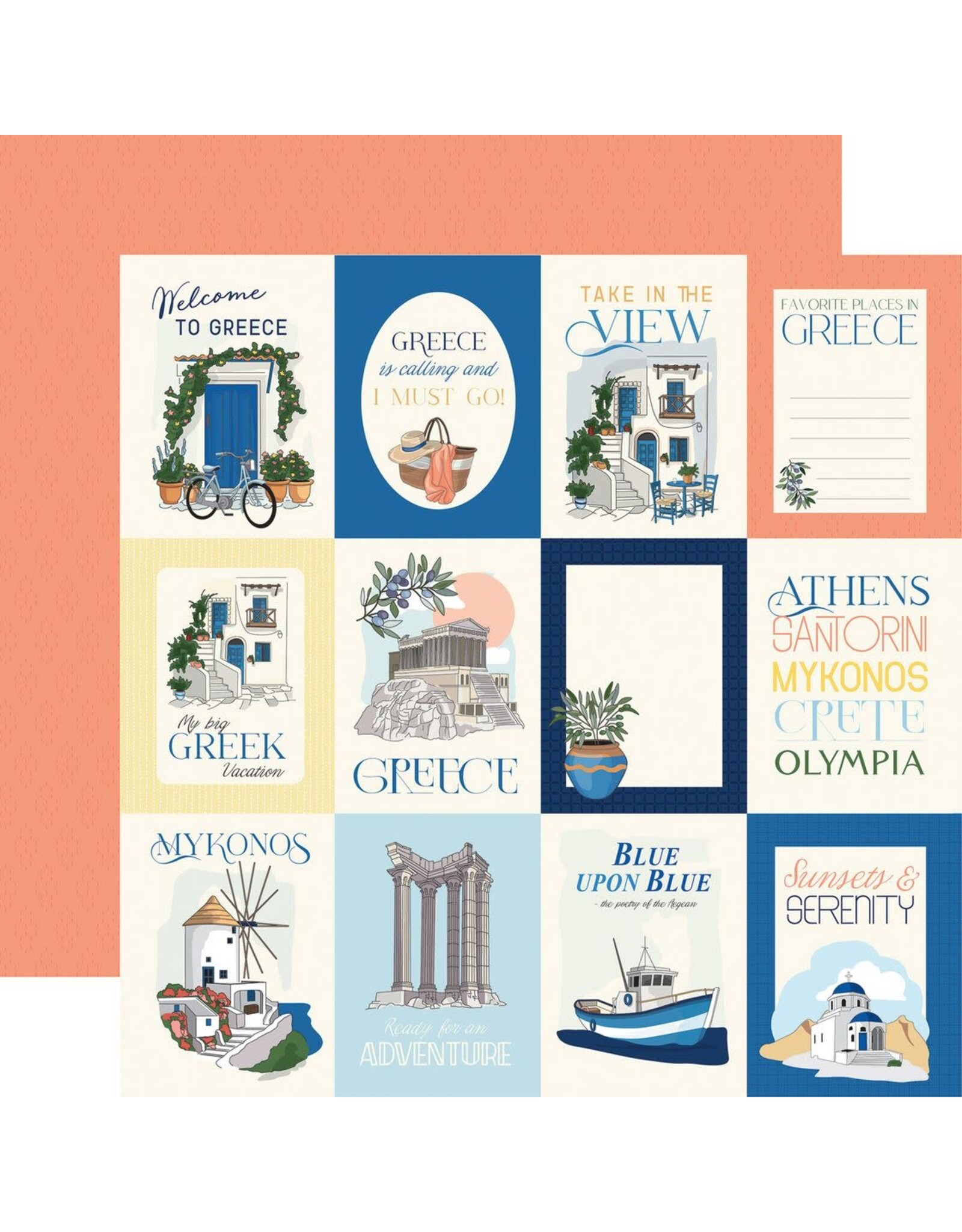 CARTA BELLA CARTA BELLA GREECE 3x4 JOURNALING CARDS 12x12 CARDSTOCK
